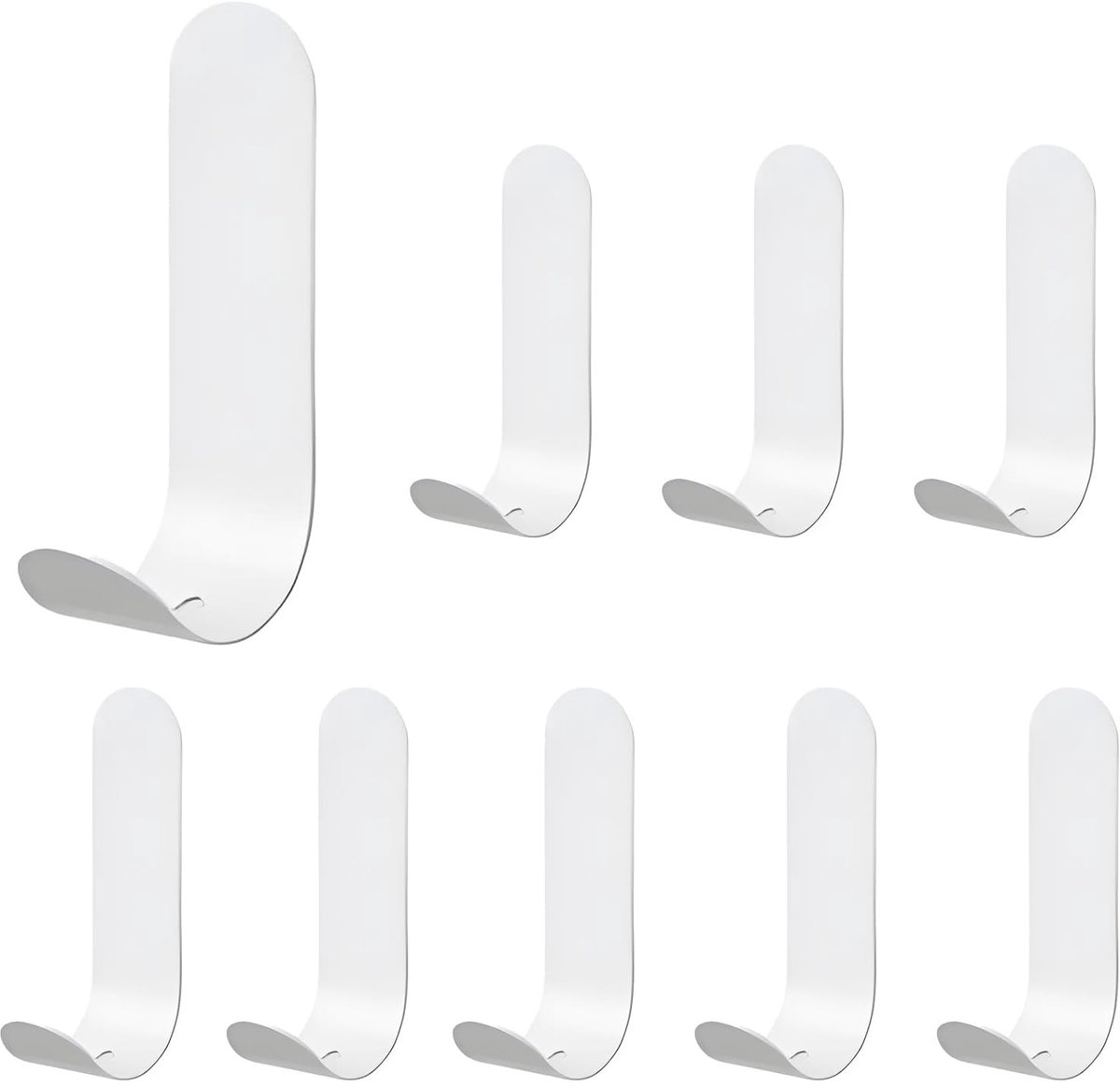 Dailygoods- Zelfklevende Haken 9 Stuks - Roestvrij Staal - Sterke Kleefhaken - Geen Boren Vereist - Ideaal voor Wand/Badkamer/Keuken - 6 cm x 2,5 cm - Wandhaak