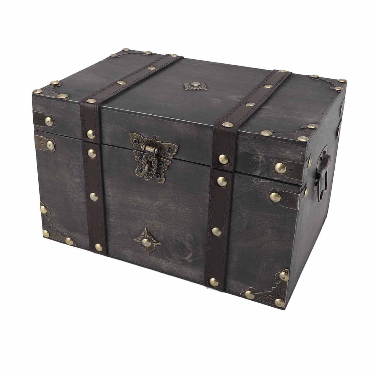 Dailygoods- Opbergdoos Vintage - Houten Aandenkistje - Decoratieve Sieradenbox - Scharnierend Deksel - 9,4 × 6,9 × 6,2 cm - Stevig en Duurzaam - Sieradenkist