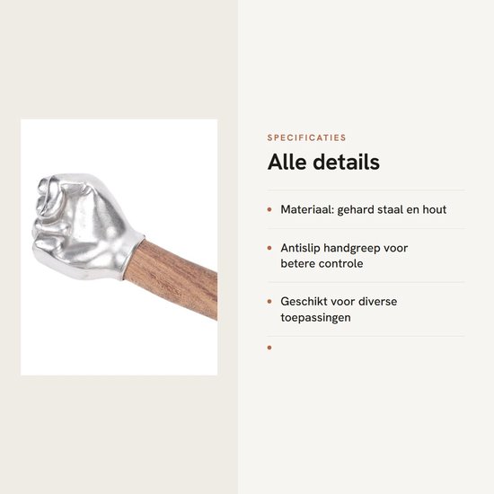 Dailygoods- Tuingereedschap Roestvrijstalen Kop - Houten Handvat - Antislip Grip - Lichtgewicht - Bouw/Huishoudelijk - Veelzijdig Gebruik - Hamer van Dailygoods — afbeelding 3