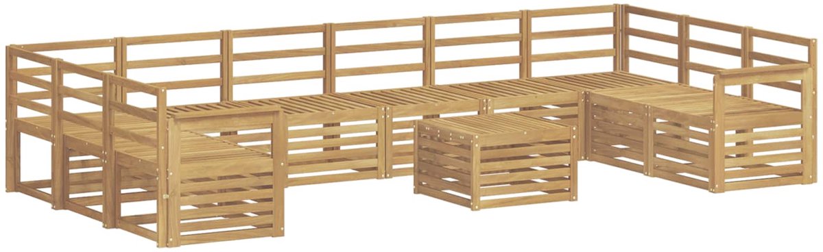 vidaXL Buiten - bank - set - 11 - st - 10-zits - Wit - Massief - Acacia - Hout