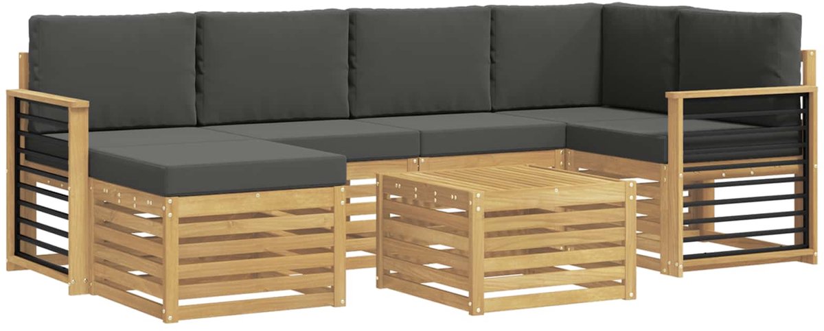 vidaXL Buiten - bank - set - 7 - st - 5-zits - Wit - en - antracietkleurig - Polyester Wit en antracietkleurig