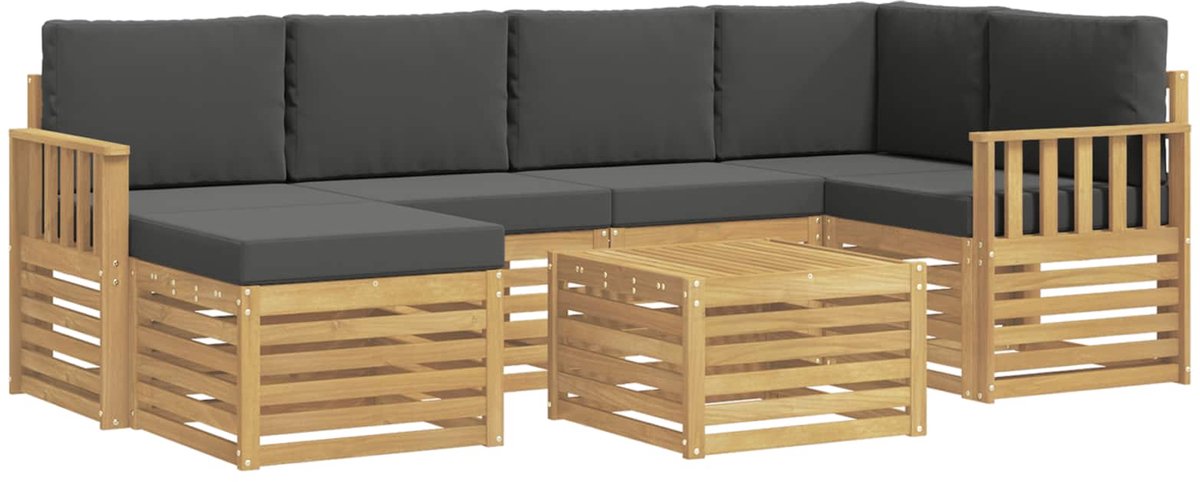 vidaXL Buiten - bank - set - 7 - st - 5-zits - Wit - en - antracietkleurig - Polyester Wit en antracietkleurig