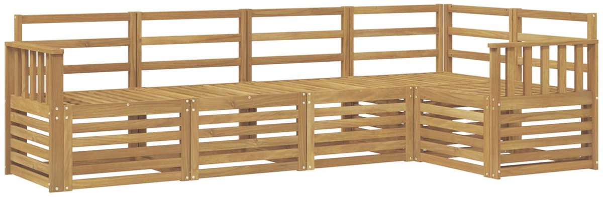 vidaXL Buiten - bank - set - 5 - st - 5-zits - Wit - Massief - Acacia - Hout