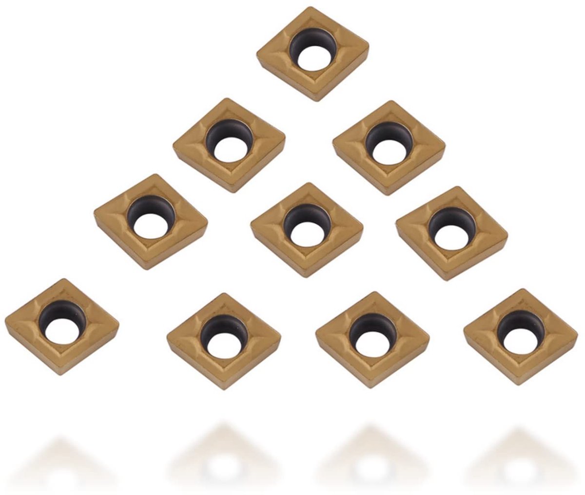 Dailygoods- Wisselplaten 10-delige Set - Hardmetalen Snijgereedschappen - Draaibank Inzetstukken - Lange Levensduur - 10 x 6 x 2,5 mm - Geschikt voor Staal - Snijplaten