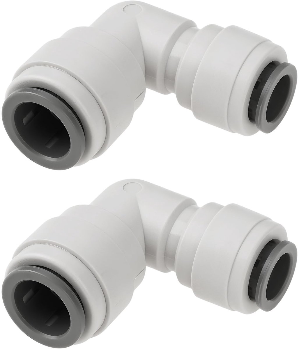 Dailygoods- Waterinlaatconnector Set van 2 - 90° Push-Fit Aansluitingen - Geschikt voor Caravan/Motorhome - Duurzaam Kunststof - Compacte Vorm - Waterconnector