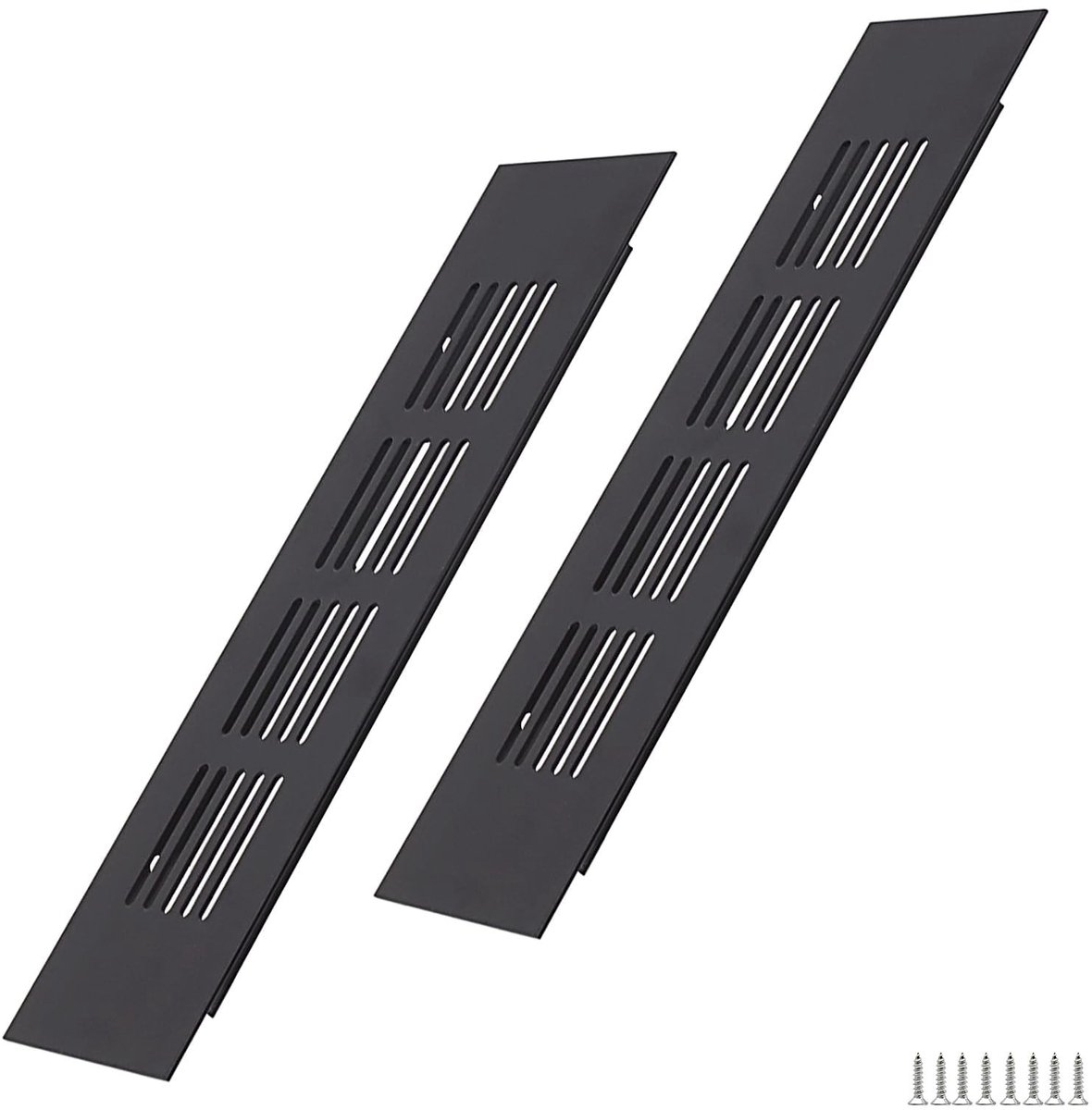 Dailygoods- Ventilatierooster 200x50mm zwart - Aluminium - 2 stuks - Eenvoudige montage - Onderhoudsvriendelijk - Efficiënte ventilatie - Luchtrooster