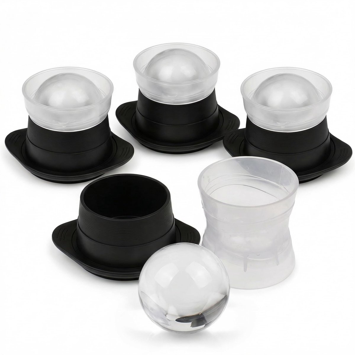 Dailygoods- IJsbolvorm XXL - BPA-vrije Siliconen - IJsblokjesvorm - Vaatwasmachinebestendig - Voor Cocktails/Longdrinks - 4 Stuks (11 x 8 cm)
