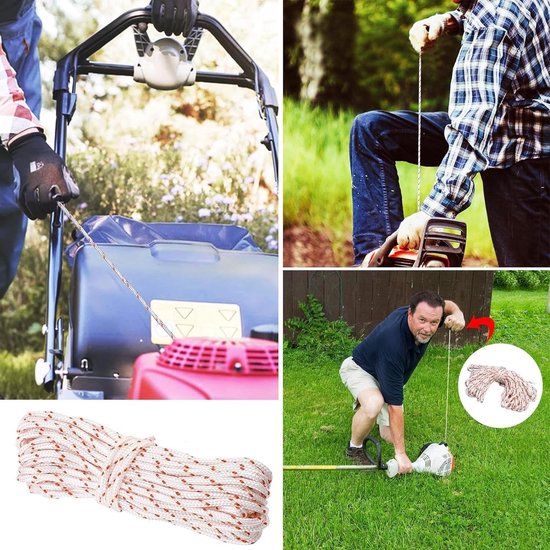 Dailygoods- Starttouw 10 meter - Vervanging voor grasmaaier - Trekkoord voor motorzagen - Trekkoord voor tuingereedschap - Polyester materiaal - Gevlochten met glad oppervlak van Dailygoods — afbeelding 5