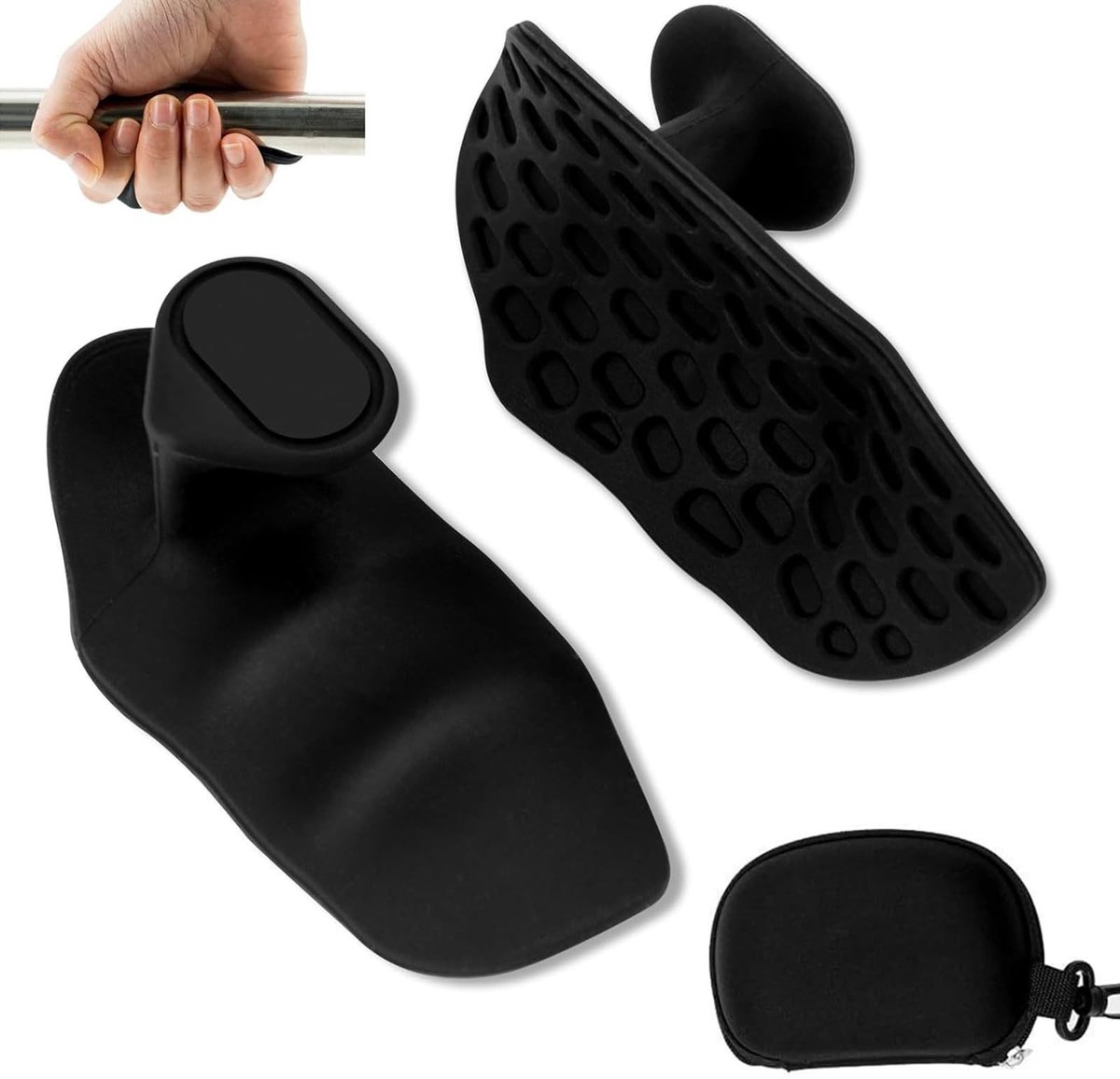 Dailygoods- Handgrepen Siliconen - Antislip - Gewichtheffen - Handtraining - Handbescherming - Zwart - 9,5 x 4,5 x 3,5 cm - Gewichthefgrepen