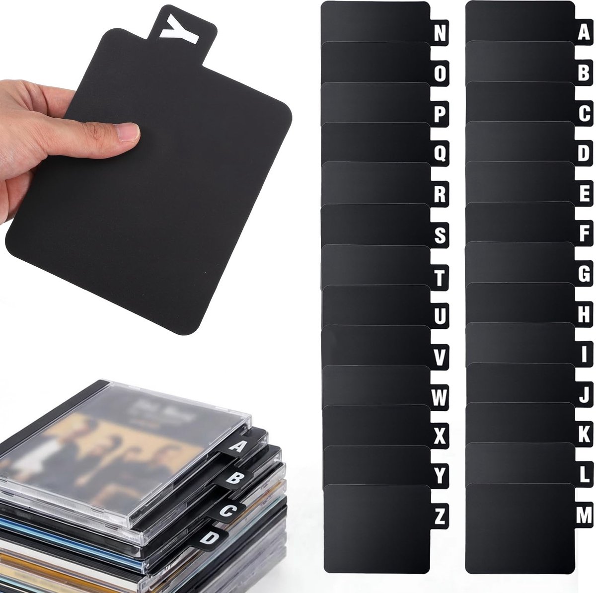 Dailygoods- Vinyl Record Dividers 26 Stuks - A-Z Organizer - Platenverdelers - DVD/CD Bestandsbibliotheek - Kunststof - 6,77x12,2 cm / 17,2x12,2 cm