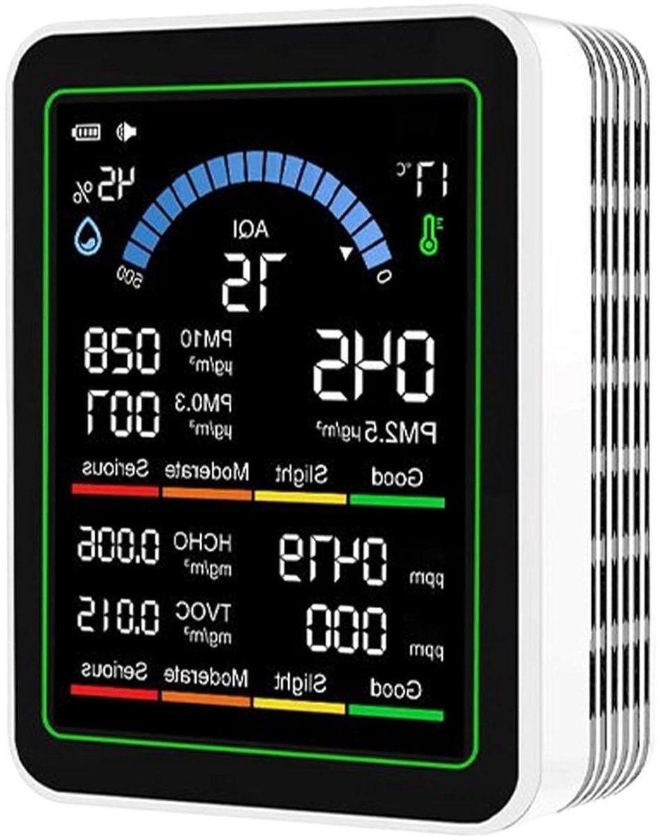Luchtkwaliteit Meter - Binnenlucht Monitor - Gezonde Lucht - Historische Data - Compact Ontwerp - Wit