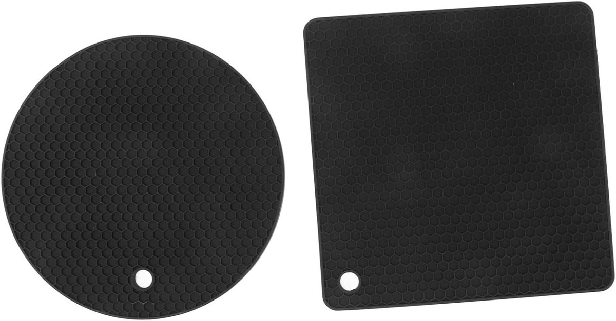 Siliconen Hittebestendige Pads - Onderzetters Pannenlappen - Bescherming Keukentafel - Voedselveilig Siliconen - 5 stuks - Zwart