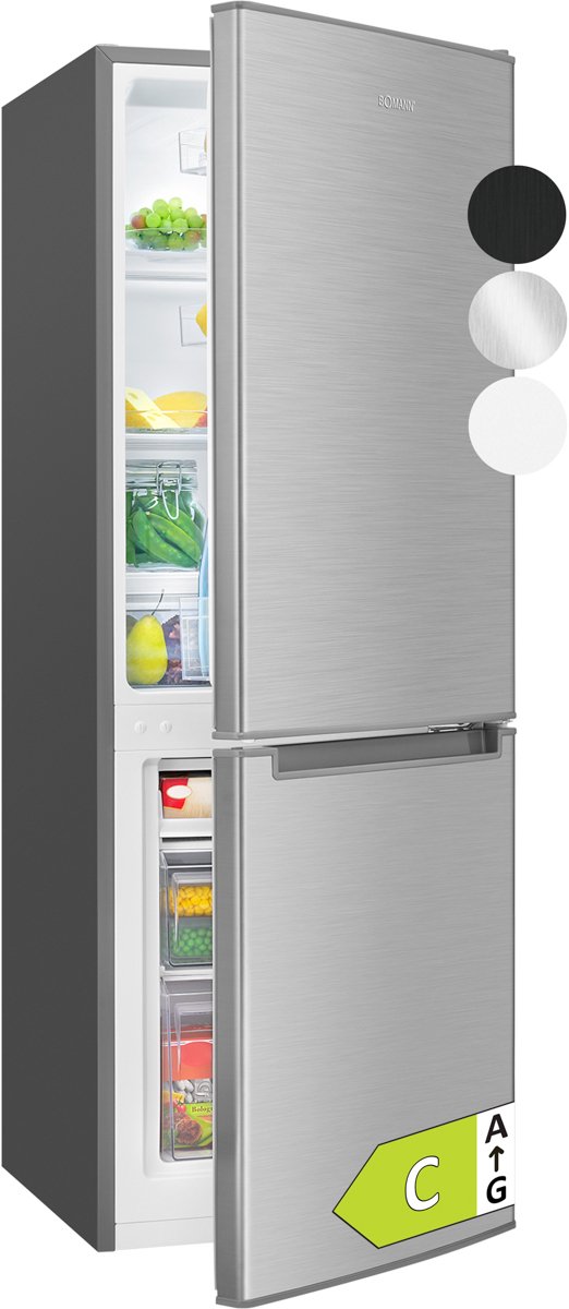 Bomann KG 7359 – Koel- vriescombinatie – 173 Liter – 143 cm hoog – Inox Look - Energiezuinig klasse C