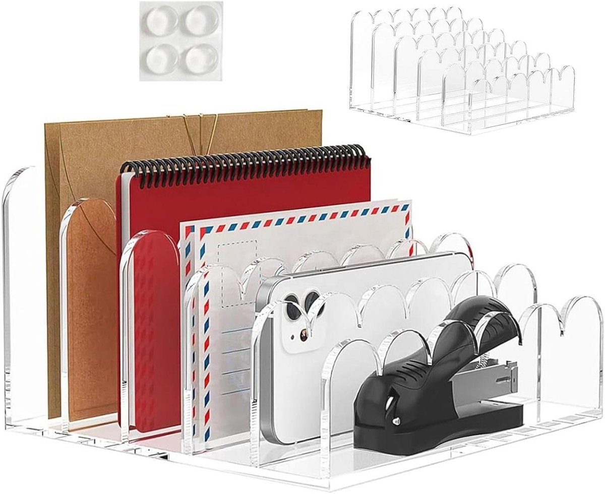 Post Organizer - Brievenbak - Bureau Organiseren - 5 Vakken - 19 x 18 x 10.5 cm - Transparant
