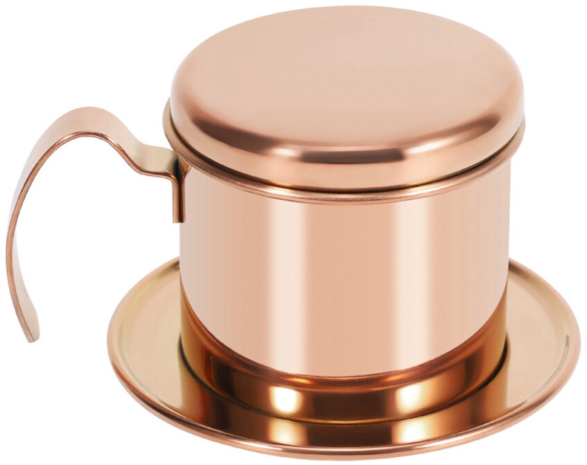 Vietnamese koffiemaker met individueel roestvrijstalen filter.
