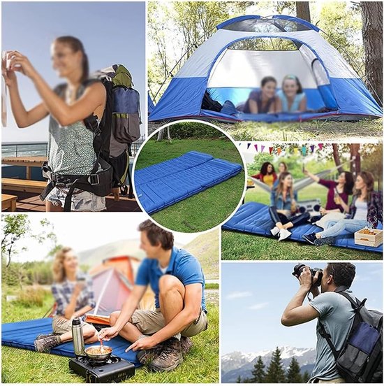 Kampeerbed - Slaapmat Kampeer mat - Buiten slapen - Ingebouwde voetpomp - 12 cm dik - Groen — afbeelding 5
