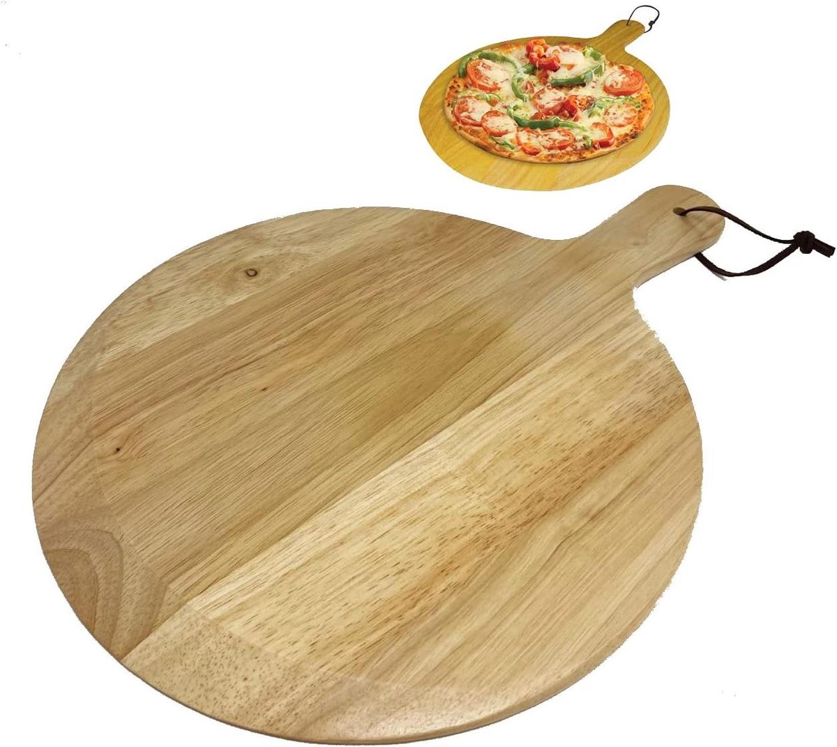 Houten Pizza Bord - Snijplank Dienblad - Pizza Serveren - Met Handvat - 30 cm - Natuurlijk Hout