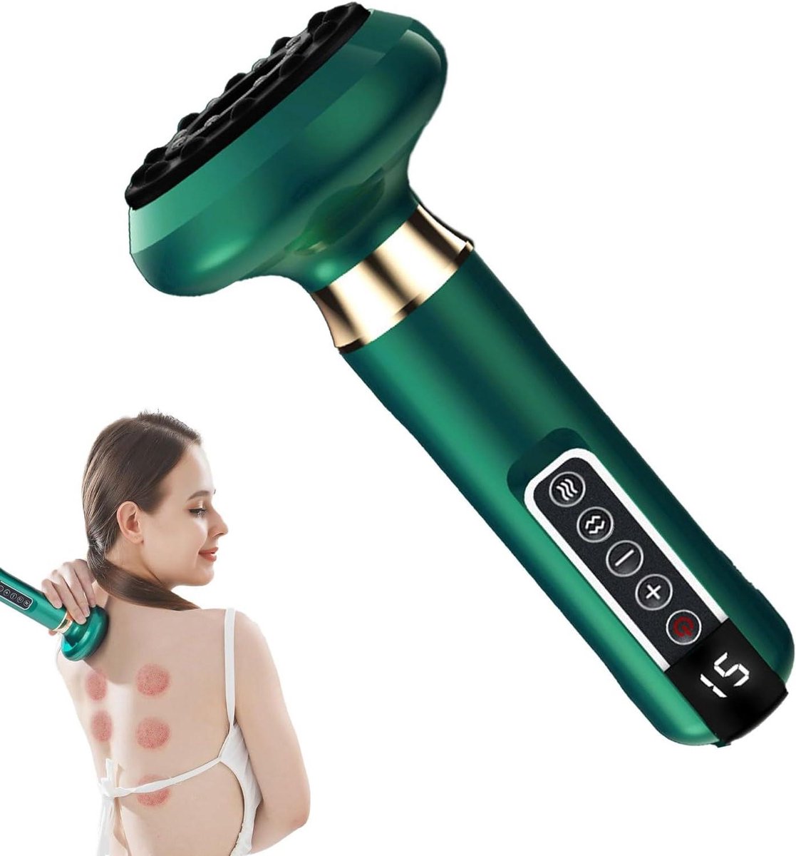 Massageapparaat Cellulitis - Huidversteviger Lichaamsvormer - Huidverbetering Thuis - Instelbare Intensiteit Warmte - 16.8 x 13.6 cm - Wit