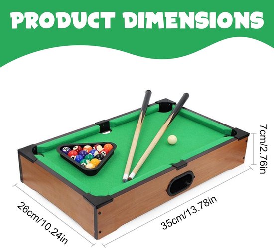 Mini Pooltafel - Biljart Spel - Entertainment Thuis - Compleet Spel - 25 x 35 cm - Groen van mini — afbeelding 5
