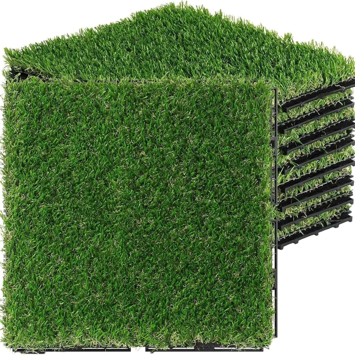 Kunstgras Tegels - Nep Gras - Balkon Decoratie - Hoge Dichtheid Ontwerp - 2 Stuks 30x30cm - Groen