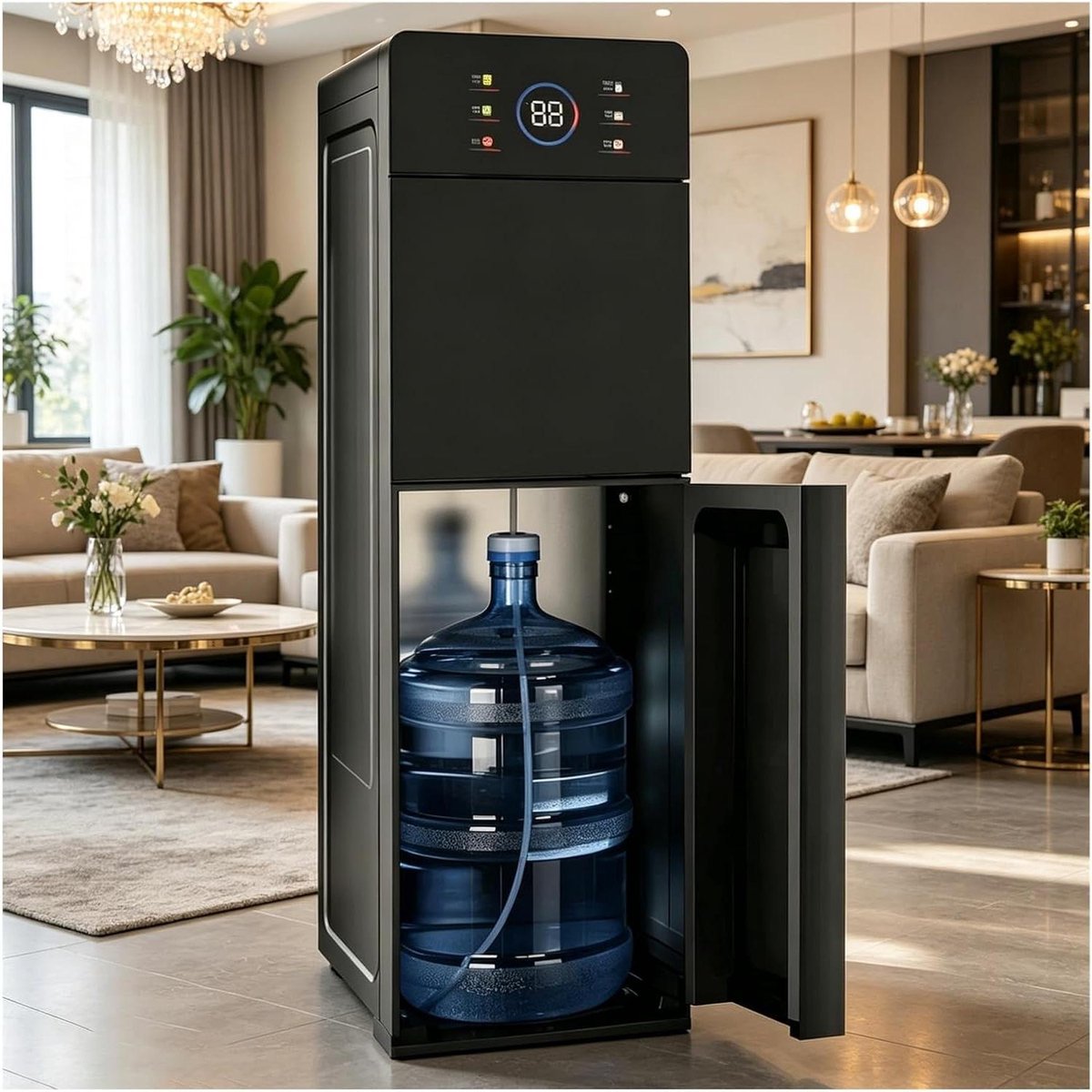 Waterdispenser Warmwaterfunctie - Waterkoeler Fontein - Direct Drinkwater - Onderlading Vulsysteem - Vloerstaand Model - Zwart