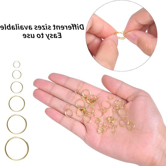 Open Bend Ringen Set van 690 Stuks, 6 Maten Metaal Split Ringen en Ketting Ringen voor Sieraden, 4/5/6/8/10/12mm, Ideaal voor DIY Projecten en Creatief Werk — afbeelding 2