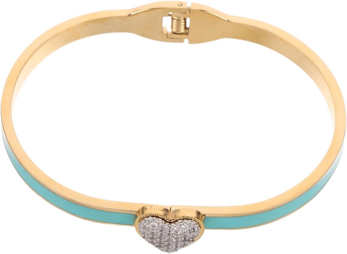 Harten Armband - Dames Bangle - Dagelijks Gebruik - Verstelbaar Ontwerp - 6.60 x 5.40 cm - Hemelsblauw