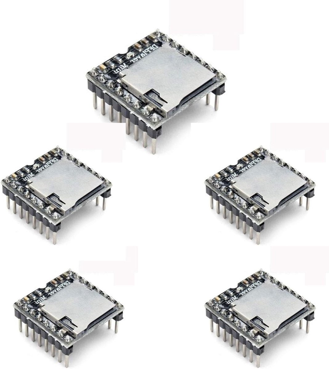 Mini MP3 Speler Module voor Arduino - 5 Stuks - Ondersteunt TF Kaart en USB Stick, Ideaal voor DIY Projecten