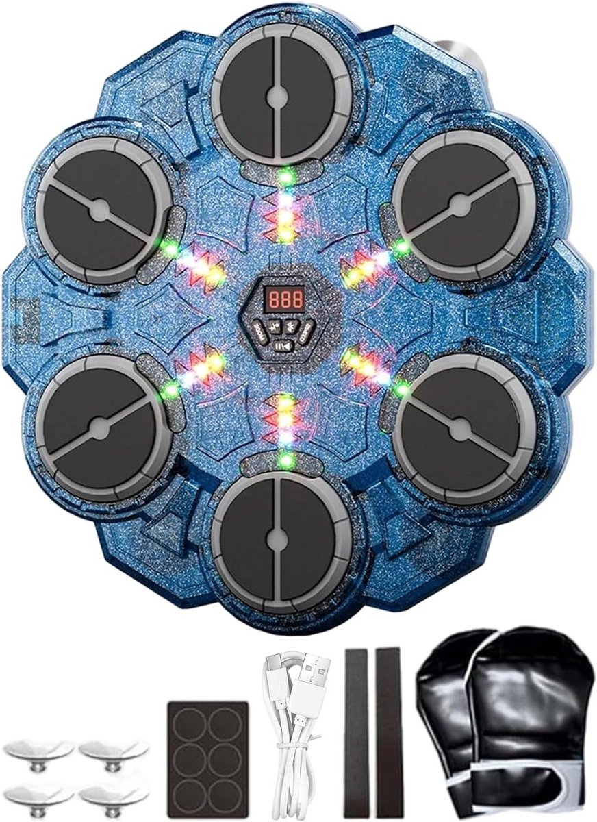 Muziek Boksmachine - Wandmontage Target - Interactieve Workout - 9 Snelheidsstanden - 37.8 x 36.7 x 6.7 cm - Blauw