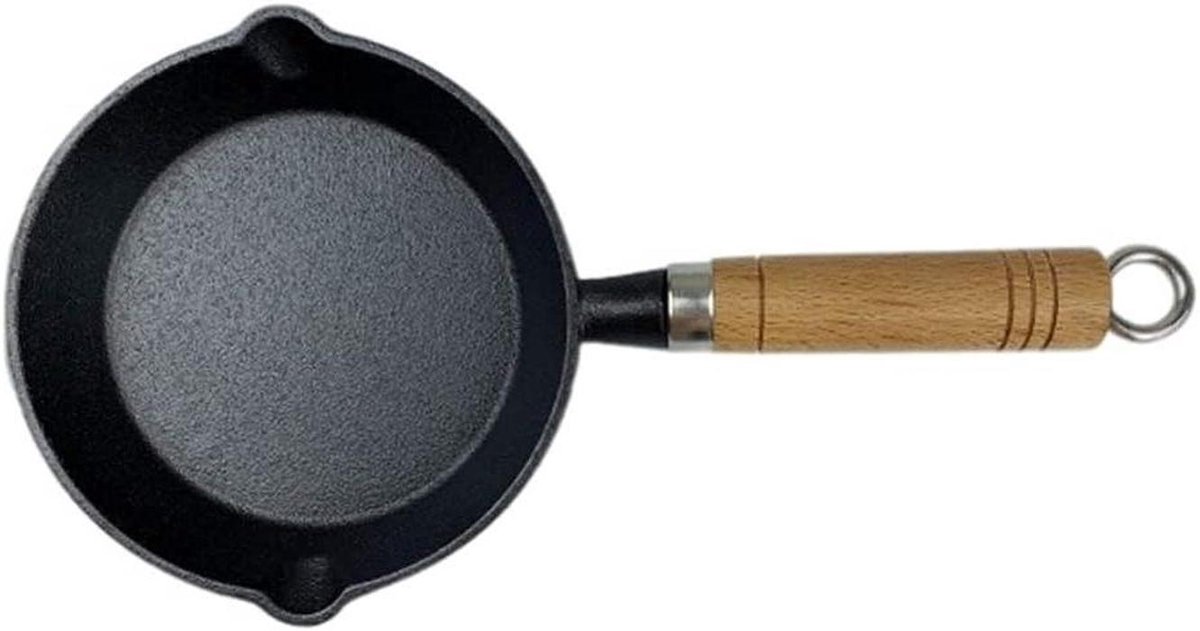 Mini Koekenpan - Gietijzeren Pan - Ontbijt Maken - Compact Ontwerp - 13cm Diameter - Zwart