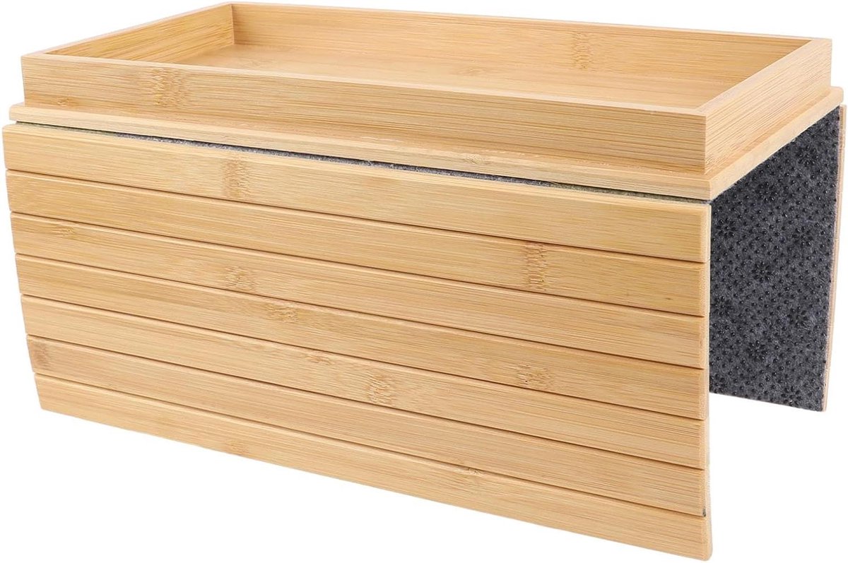 Bank armleuning tafel - Bank organizer - Dranken en snacks - Niet-slip bodem - 37 x 20 cm - Houtkleur