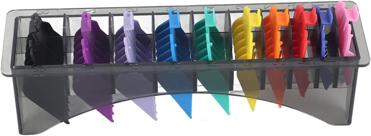 Gidskamset Tondeuse - Trimmerkammen Set - Haarknippen Thuis - Veilige Gespbevestiging - 10 Maten - Veelkleurig