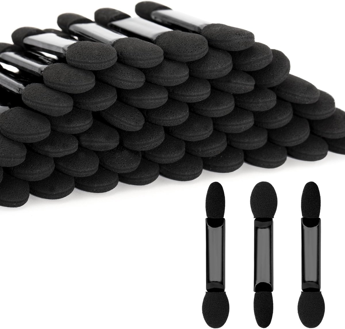 Dailygoody - Oogschaduw-applicators - Make-up-tool - Zwart - Sponskwast - Perfect voor oogmake-up - 100 stuks - Geschikt voor alle huidtypes