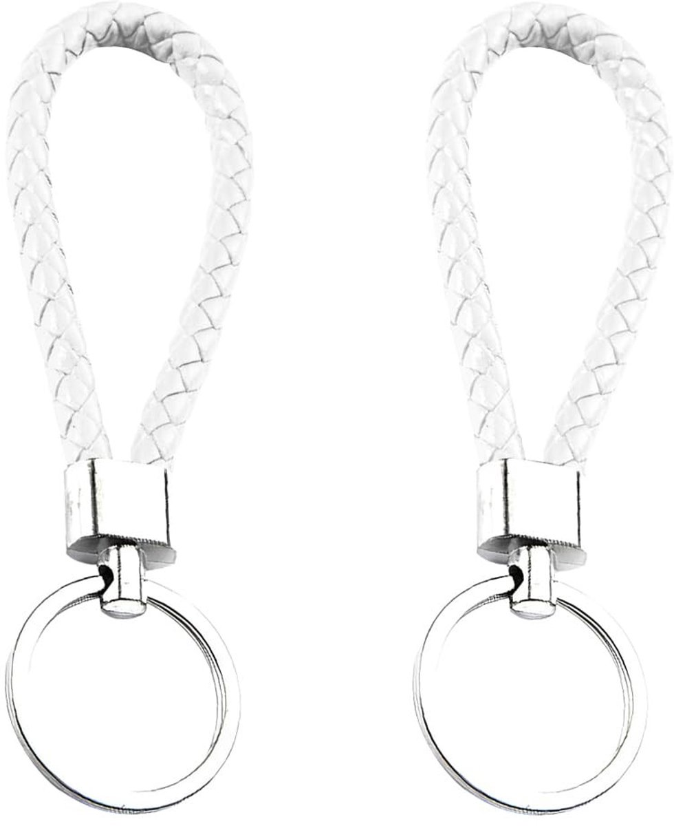 Dailygoody - Sleutelhanger - Gevlochten leer - Anti-verlies - Meerkleurig - Voor autosleutels - Uniseks volwassene - 2 stuks