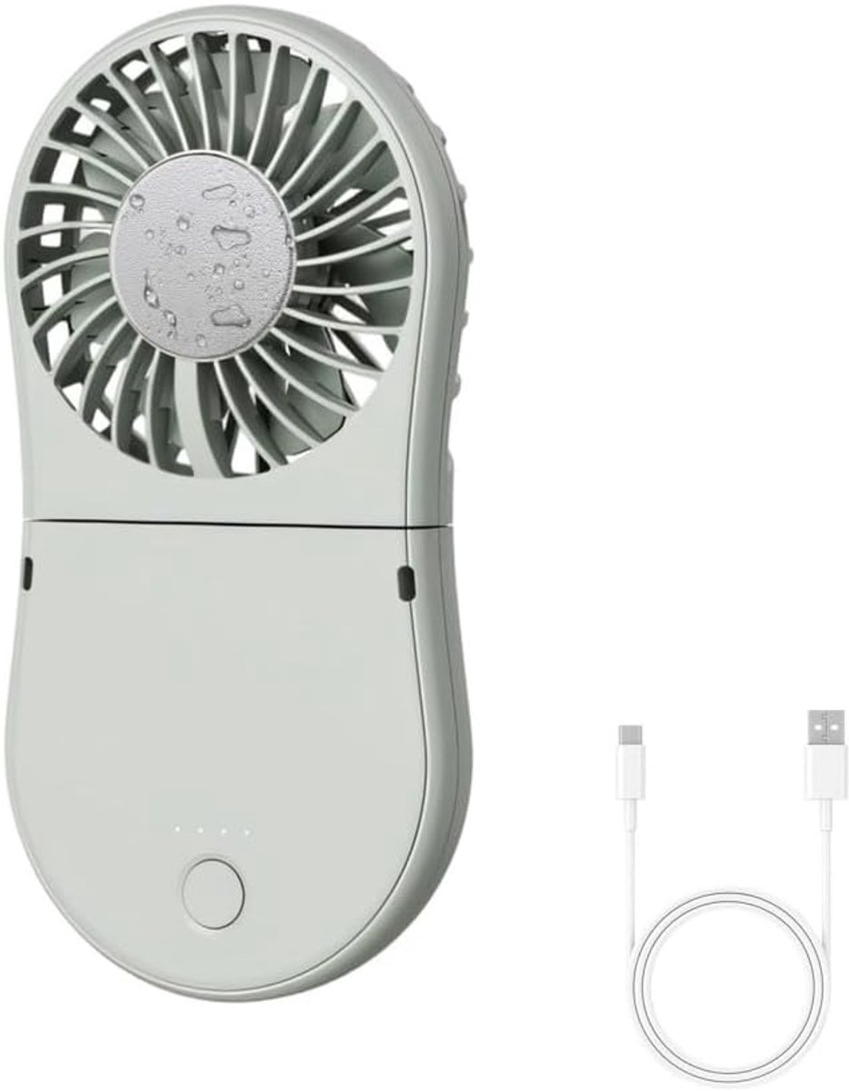 Handventilator - USB ventilator - Draagbare handventilator - Miniventilator - Opvouwbare koelventilator - 4 windsnelheden - Draagbare ventilator voor buiten, op de camping en op kantoor aan huis - 7,3 x 3 x 14,6 cm - Groen
