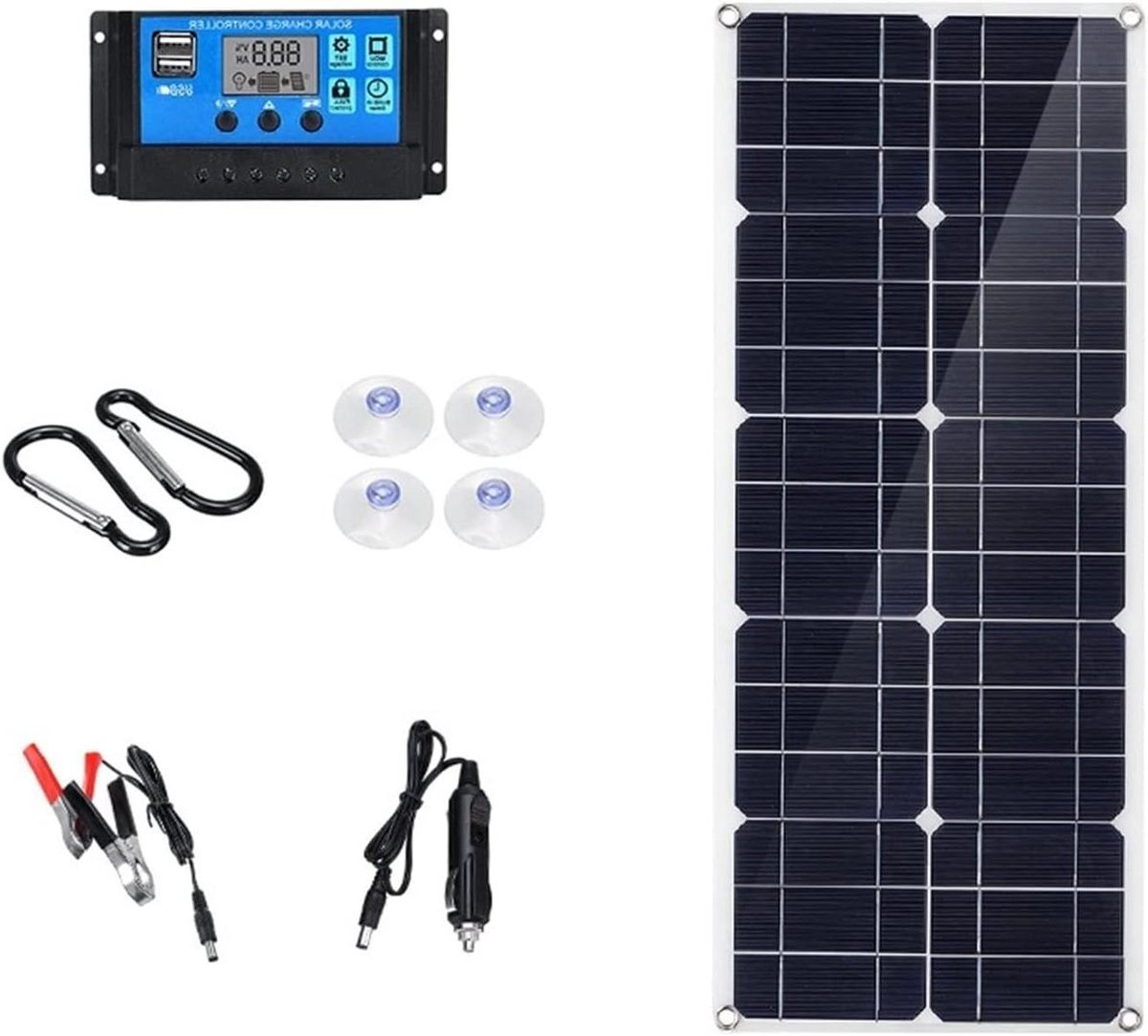 Zonnepaneel - Zonnecellen - Batterij Opladen - Hoge Efficiëntie - 100W - Zwart