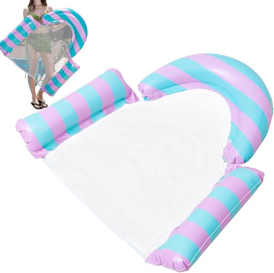 Zwembad Lounger - Drijvend Vlot - Water Ontspanning - Ademende Stof - 111x107x18cm - Paars — afbeelding 5