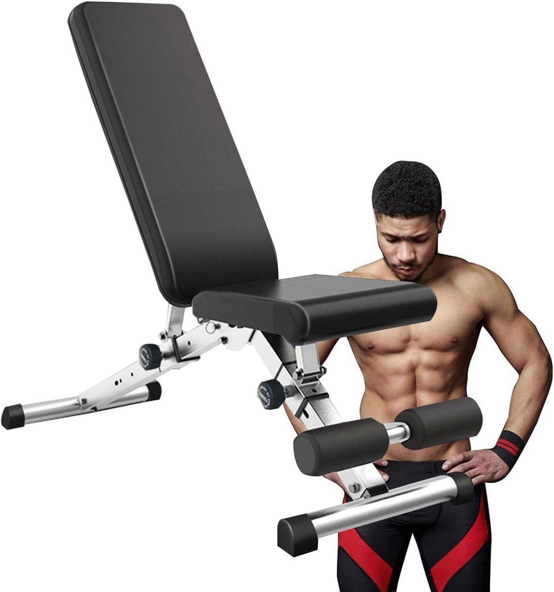 Verstelbare Gewichtsbank - Trainingsbank Opvouwbaar - Thuis Fitness - Hoge Gewichtscapaciteit - 660 LBS - Zwart