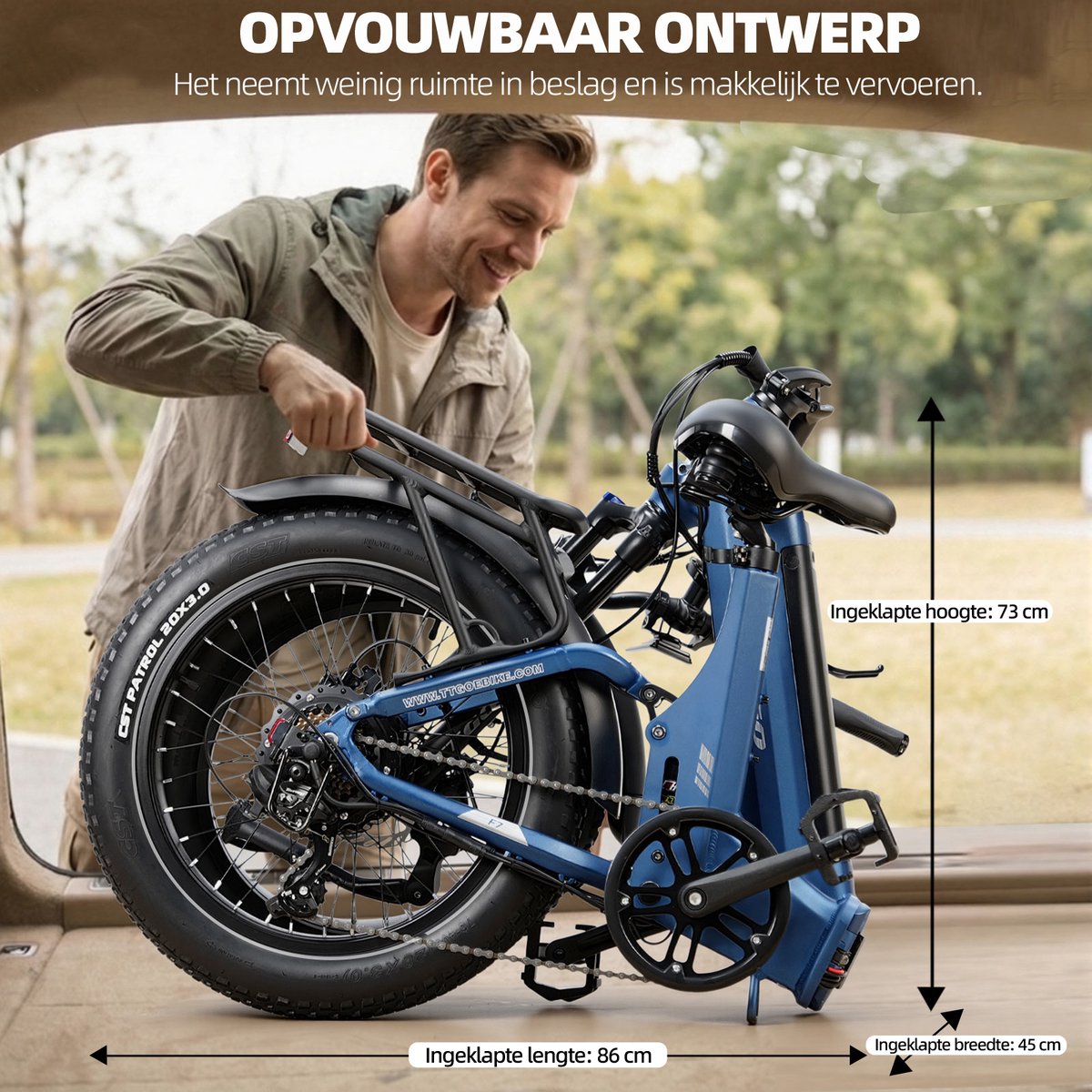 TTGO F7 Elektrische Fiets - 20 Inch Banden - 48V15Ah Accu - Max Snelheid 25km/u thumbnail 4
