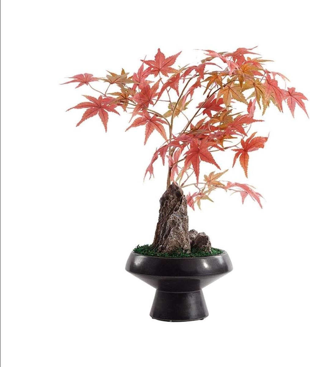 Kunstplant Bonsai - Nep Boom - Interieur Decoratie - Natuurlijk Uiterlijk - Model Kamer - Rood Groen
