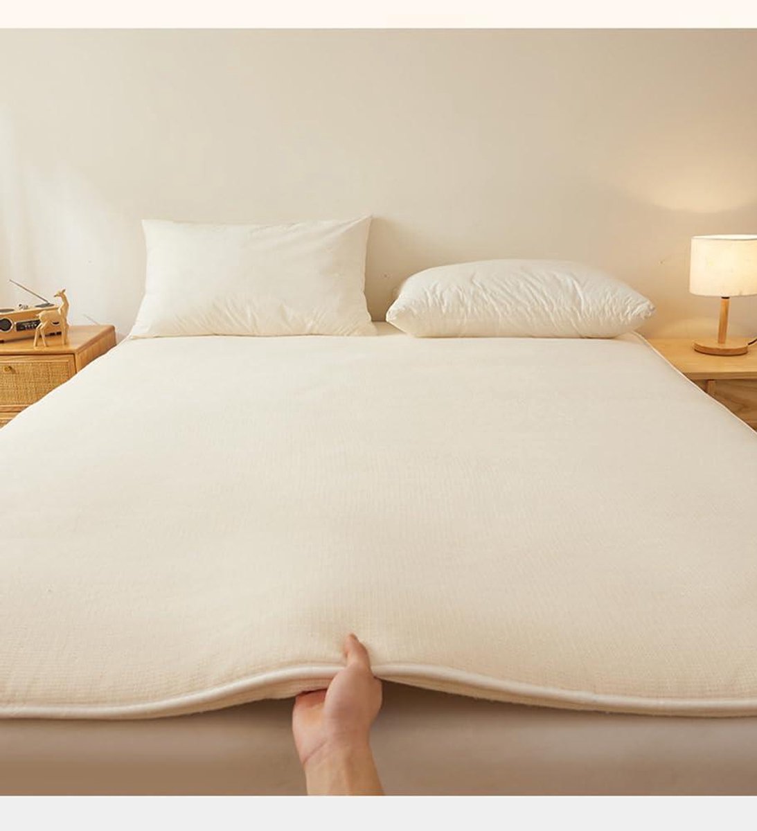 Japanse Futonmatras - Oprolbare Matras - Comfortabel Slapen - Gevuld Met Katoen - 180 x 200 cm - Natuurlijk
