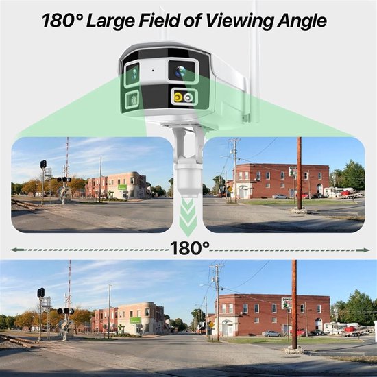 Beveiligingscamera Buiten - IP-camera Wifi - Huisbewaking - 180 Graden Panorama - 8MP 4K - Wit — afbeelding 3