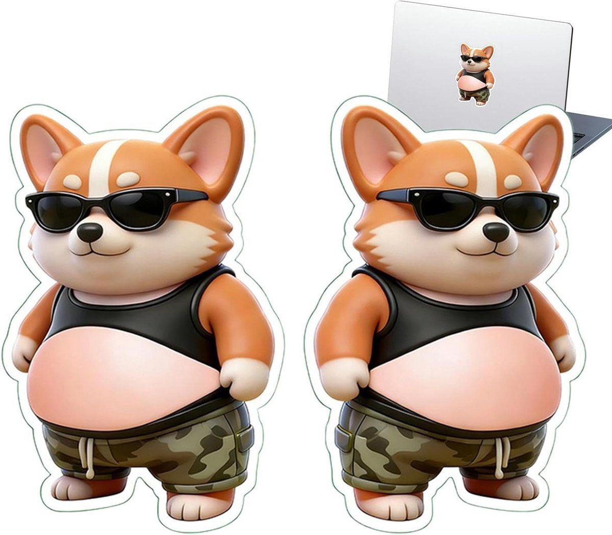 Hond Stickers - Knijp Decals - Decoratie Pakket - Zachte Siliconen Buiken - 2 Stuks - Multi