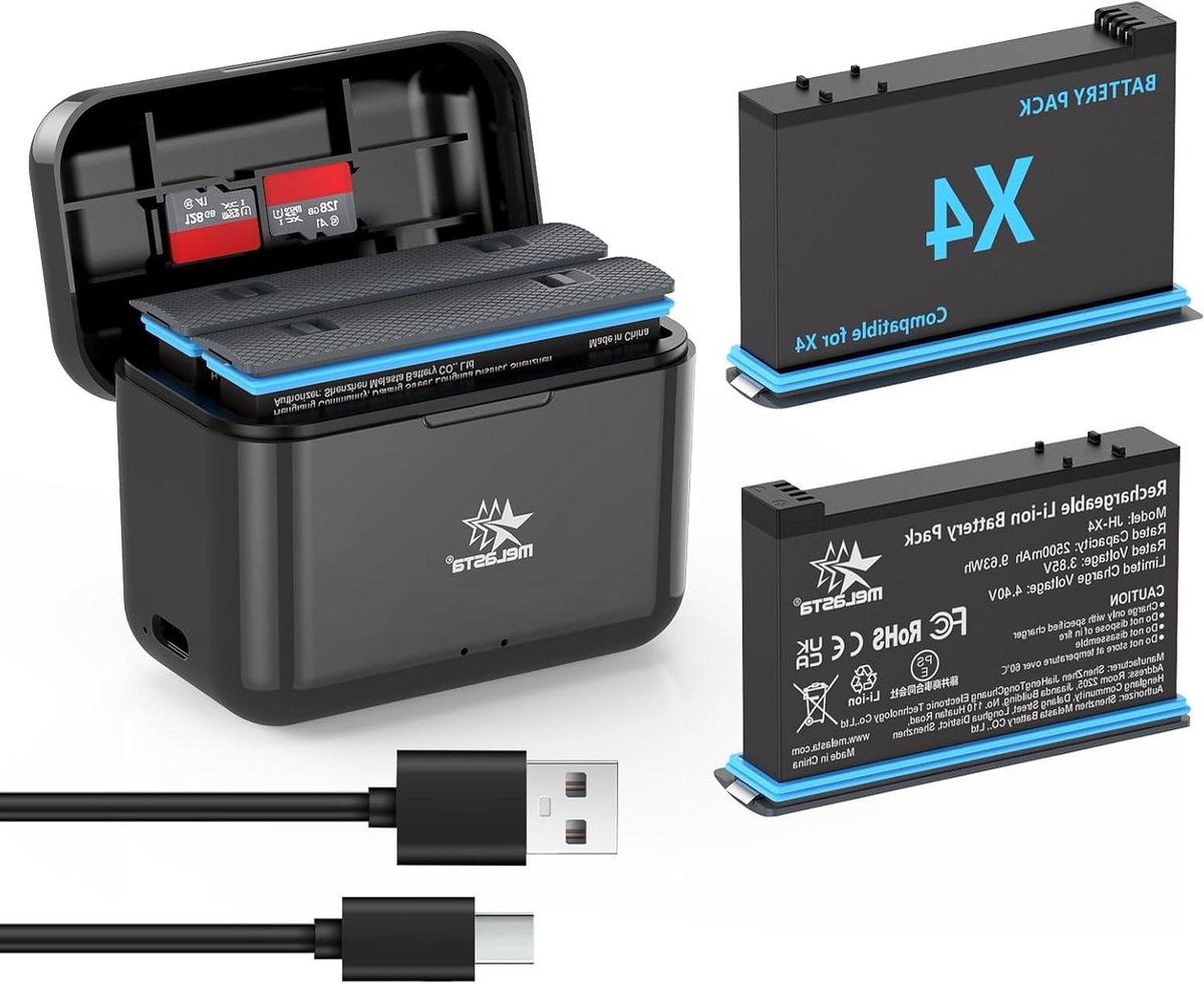 Reservebatterij Set - Oplaadbare Accu - Actiecamera Gebruik - Dubbel Kanaals Oplader - 2x 2500 mAh - Zwart