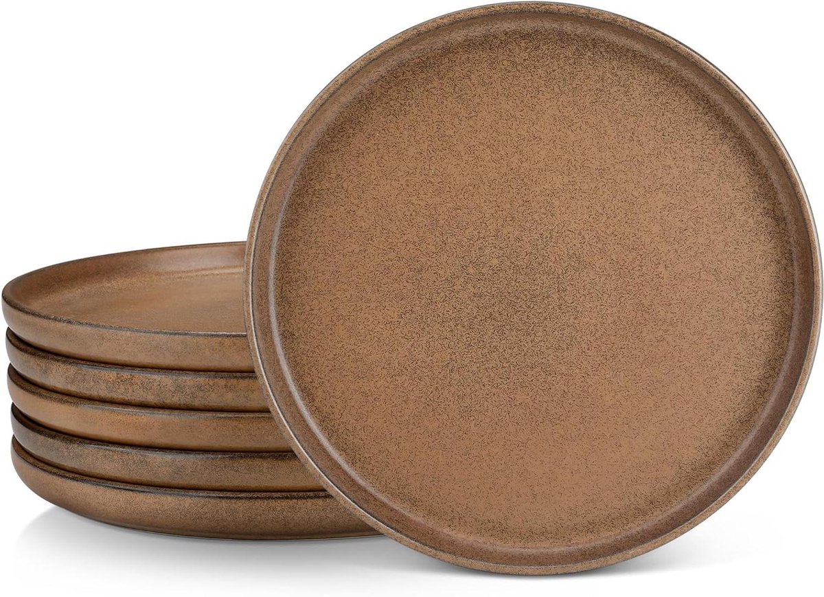 Diner borden - Eetborden set - Dagelijks gebruik - Vaatwasserbestendig - 26 cm - Bruin