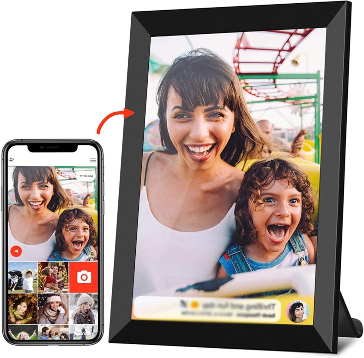 Digitale Fotolijst - Slimme Beeldscherm - Foto's Delen - Touchscreen HD - 101 Inch - Zwart