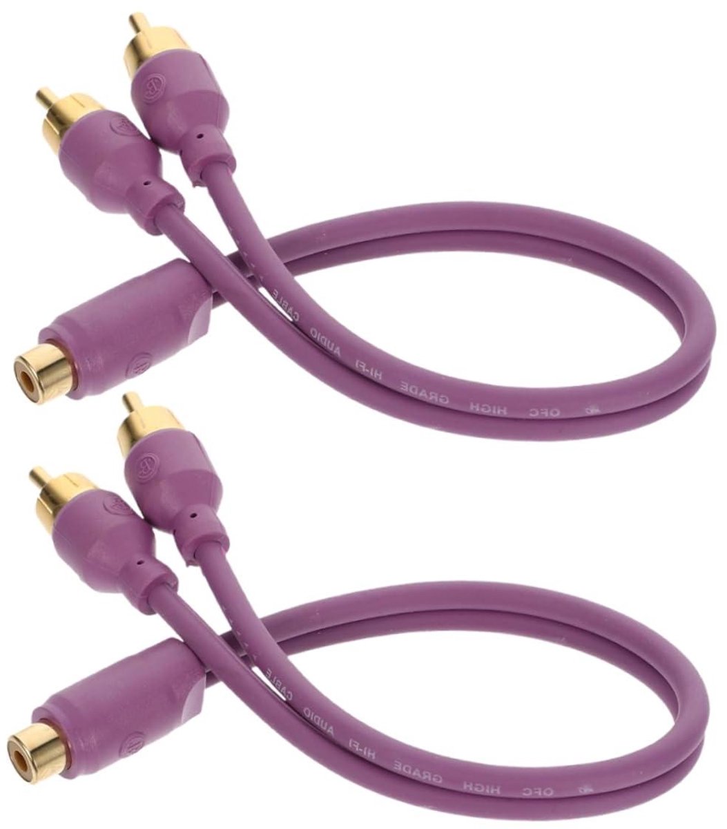 Audio Splitter Kabel - RCA Y-Kabel - Auto Audio Upgrade - Dubbele Audio Uitgang - 25 cm - Violet