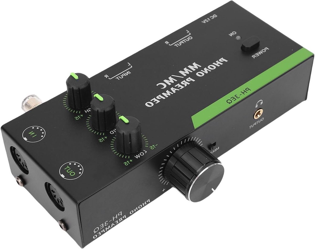 Mini Stereo Phono Voorversterker met Hoofdtelefoonuitgang voor Platenspeler - EU Stekker, Compact en Lichtgewicht, Ideaal voor Vinylliefhebbers
