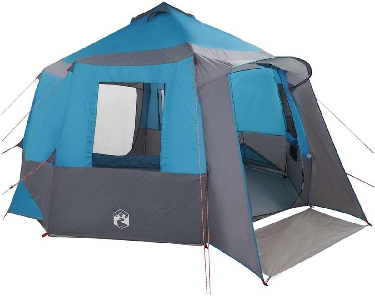 Grote Familietent - Kampeertent Outdoor - Kamperen met gezin - Waterdicht en UV-bestendig - 10 personen - Blauw