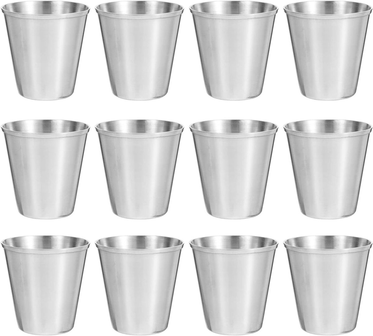 Set van 12 RVS Shotglazen - Mini Draagbare Wijnbekers voor Drankjes, Perfect voor Feesten en Keuken (30ml)